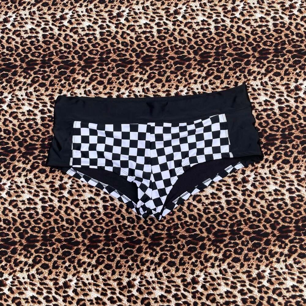 Hot Topic Black and White Checkerboard Swim Shorties